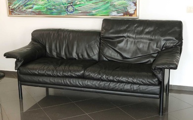 Italian Design Black Leather Sofa