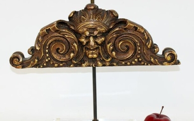 Italian carved polychrome wooden crest