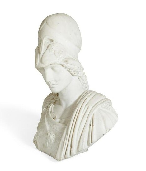 Italian white marble bust of Athena of Velletri