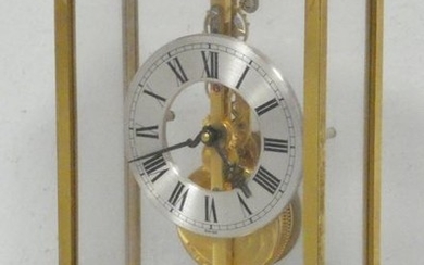 JAEGER LECOULTRE. Gilded brass desk clock, skeleton dial,...