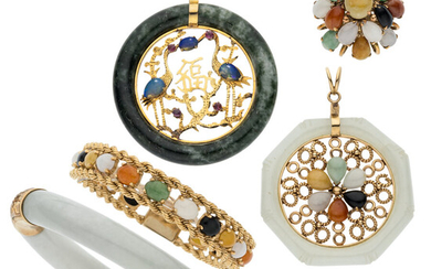Jadeite Jade, Gold Jewelry Stones: Carved jadeite jade and...