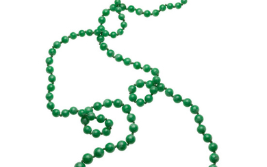 Jadeite Jade, Gold Necklace The necklace is composed of...