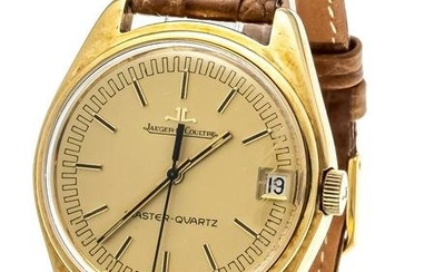 Jaeger LeCoultre rare men's quartz watch, ref. 23030-21, circa 1980, 750/000GG, gold dial with