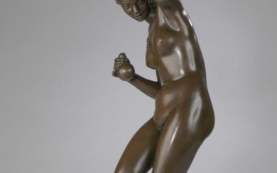 James PRADIER (1790-1852) Danseuse nue aux calebasses Modèle créé en 1837. Bronze à patine brun...
