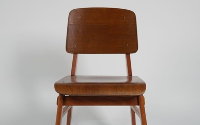 Jean PROUVE (1901-1984) - Ateliers VAUCONSANT, chaise "tout bois", modèle 1941, production vers 1950