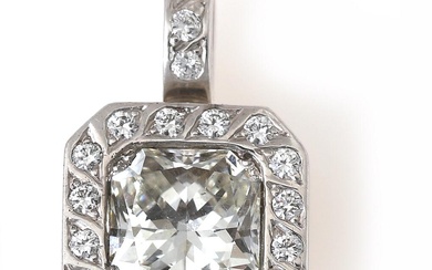 Kim Vedebech A diamond pendant set with a fancy-cut diamond weighing app....