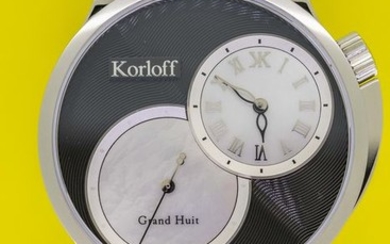 Korloff - Grand Huit Watch White Mother of pearl Alligator Strap Swiss Made- GRAND8CUIR - Unisex - BRAND NEW