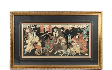 Kunisada Utagawa Triptych Memorial Woodblock Print