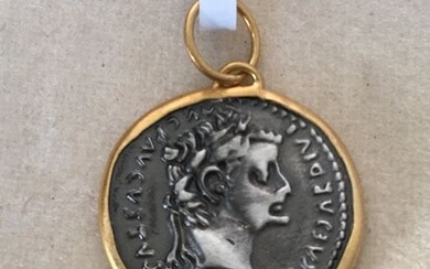 Kurtulan Designe - 18 kt. Gold, Silver - Pendant, roman coin, greek coin, byzantine coin - 0.03 ct Diamond