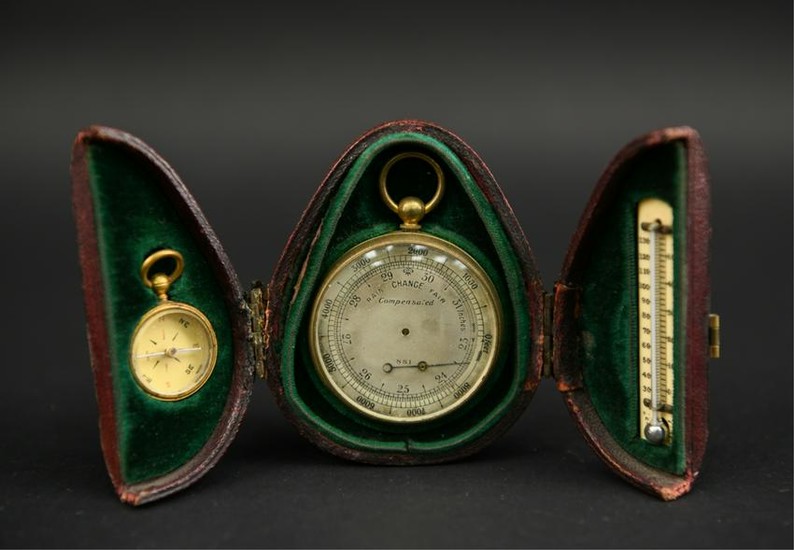 LATE VICTORIAN CASED 3-PIECE WEATHER INSTRUMENTS
