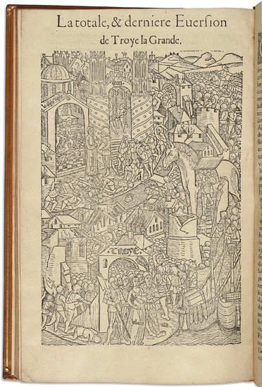 LE FÈVRE, Raoul (deuxième moitié du XVe siècle). Le Recueil des histoires et singularités de la noble cité de Troye la grande, nouvellement abregé... Lyon : Denys de Harsy, 1544.