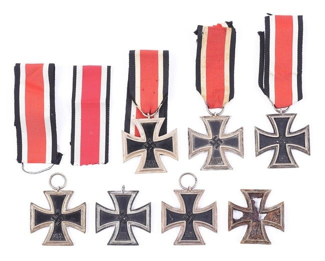 LOT OF 7: GERMAN WWII 1939 2ND CLASS IRON CROSSES.