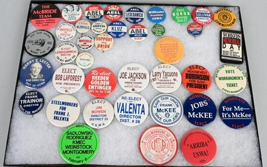 LOT OF LABOR UNION ELECTION CAMPAIGN BUTTONS