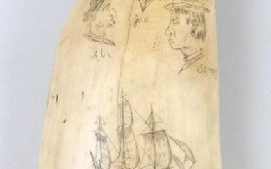 Large 19th century scrimshaw whale tooth