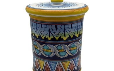 Large Deruta Hand Painted Lidded Ceramic Jar
