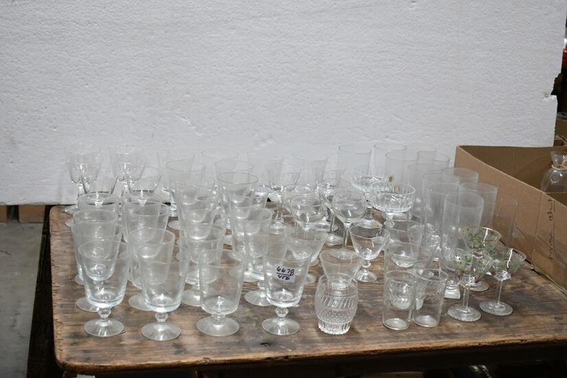 Large Group of Assorted Colorless Glass Stemware