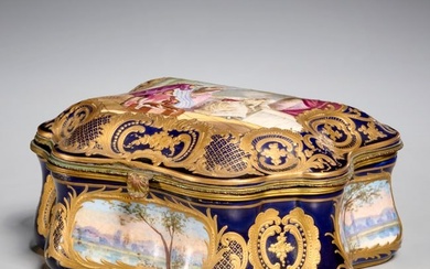 Large Sevres style gilt enameled porcelain box