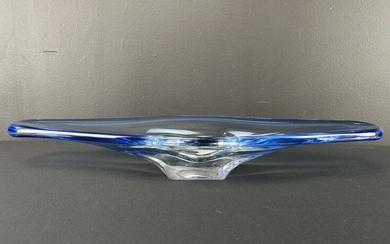 Large Val St Lambert Blue Art Glass Centrepiece