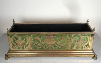Large and fine planter- Brass, Ceramic - Late 19th century