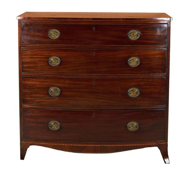 Late George III mahogany bow-front chest of drawers