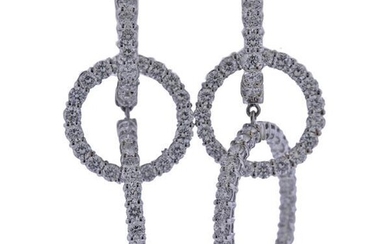 Leo Pizzo 5.50ctw Diamond 18k Gold Circle Drop Earrings