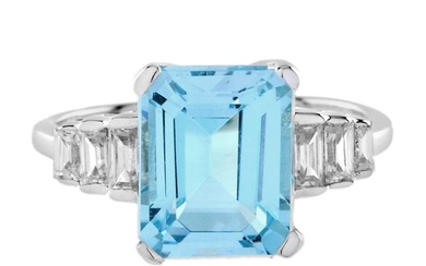 Lilly M. JEWELERS - Ring - 18 kt. White gold - 3.47 tw. Aquamarine - Diamond