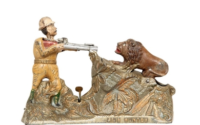 Lion Hunter Cast Iron Mechanical Bank