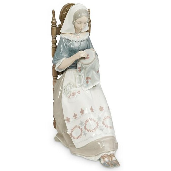 Lladro Porcelain "Woman Knitting" Sculpture