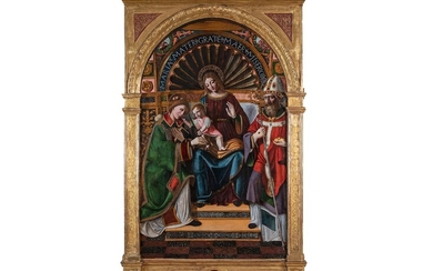 Lombardischer Meister des ausgehenden 15. Jahrhunderts, Kreis des Meisters der „Pala Sforzesca“, Sacra Conversazione