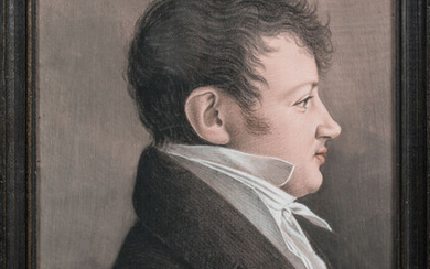 Lot 23 ECOLE FRANCAISE vers 1830. "Portrait d'Hippolyte Guillibert". Crayon noir et gouache. 36 x 26 cm. RM
