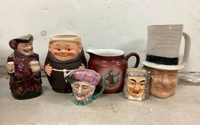 Lot of Royal Doulton and other Toby-Style Mugs (6.5 in)