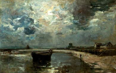 Louis Artan de Saint-Martin Belgium / 1837 - 1890 Moonlit seascape