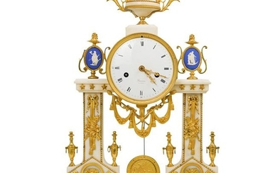 Louis XVI Gilt Bronze and Mounted Marble Portico Clock