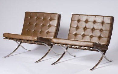 Ludwig Mies van der Rohe (2) 250L Barcelona Chairs for Knoll, designed 1929, prod. 1971
