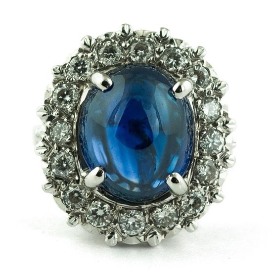 Luxury - 18 kt. White gold - Ring Sapphire - Diamond