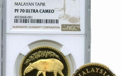MALAYSIA Gold Malayan Tapir 1976 RM500. NGC PF70 Ultra