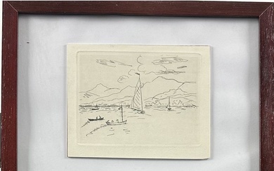 MANGUIN Henri (1874-1949). «Le voilier ». Gravure format encadre 20 x 25 cm. Format :19...