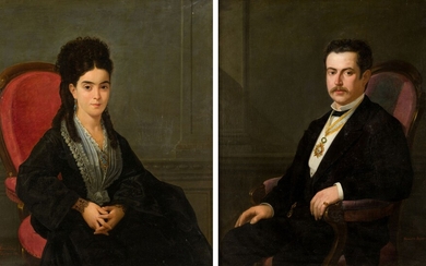 MANUEL CABRAL AGUADO BEJARANO (1827 / 1891) "Portrait of a Lady" and "Portrait of a...