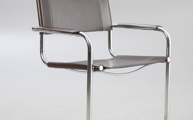 MATTEO GRASSI. Centro Studi. Steel cantilever chair 'model MG5' 'Cantilever Chair', brown leather, chrome. 1980s.