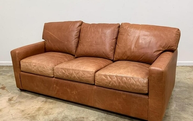 MCNEILLY NORTH CAROLINA BROWN LEATHER 3 SEAT SOFA
