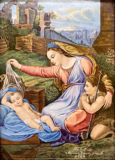 Marie Besson (1860-) - La Vierge au Diadème Bleu d'après Raphaël/ Penni