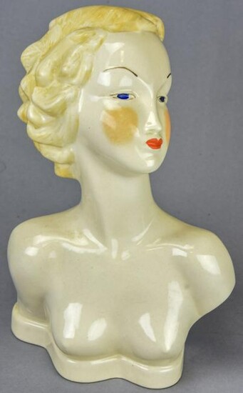 Mid Century Hand Painted Porcelain Nude Bust