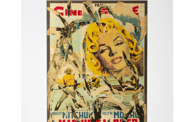 Mimmo Rotella ( Catanzaro 1918 - Milano 2006 ) , "Untitled" decollage on steel, multiple cm 33x23 Signed and numbered 9/100