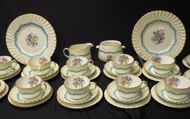 Minton porcelain Ardmore tea service ivory, turquoise and floral...