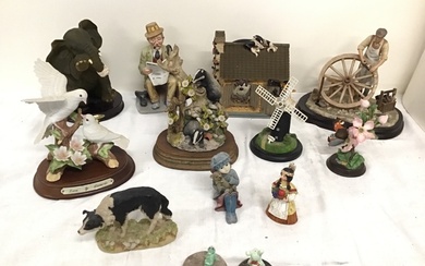 Miscellaneous figurines - a Leonardo wheelwright & badgers on a...