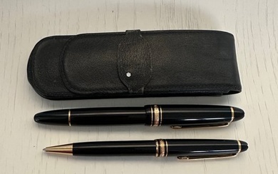 Montblanc - Set Meisterstück 146 fountain pen, Meisterstuck classique ballpoint and leather case - Fountain pen
