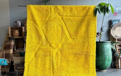 Moroccan Yellow Modern Rug - Handwoven Berber Area Rug carpet - Kelim - 300 cm - 200 cm
