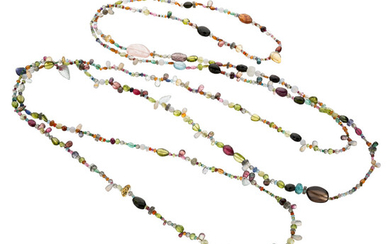 Multi-Stone Necklace The necklace is composed of a variety...