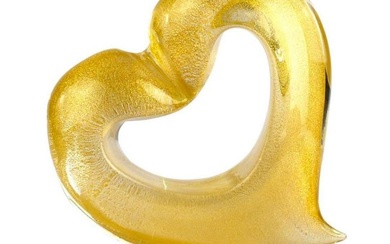 Murano Glass Gold Heart Sculpture