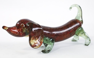 Murano-Style Art Glass Dachshund Figurine